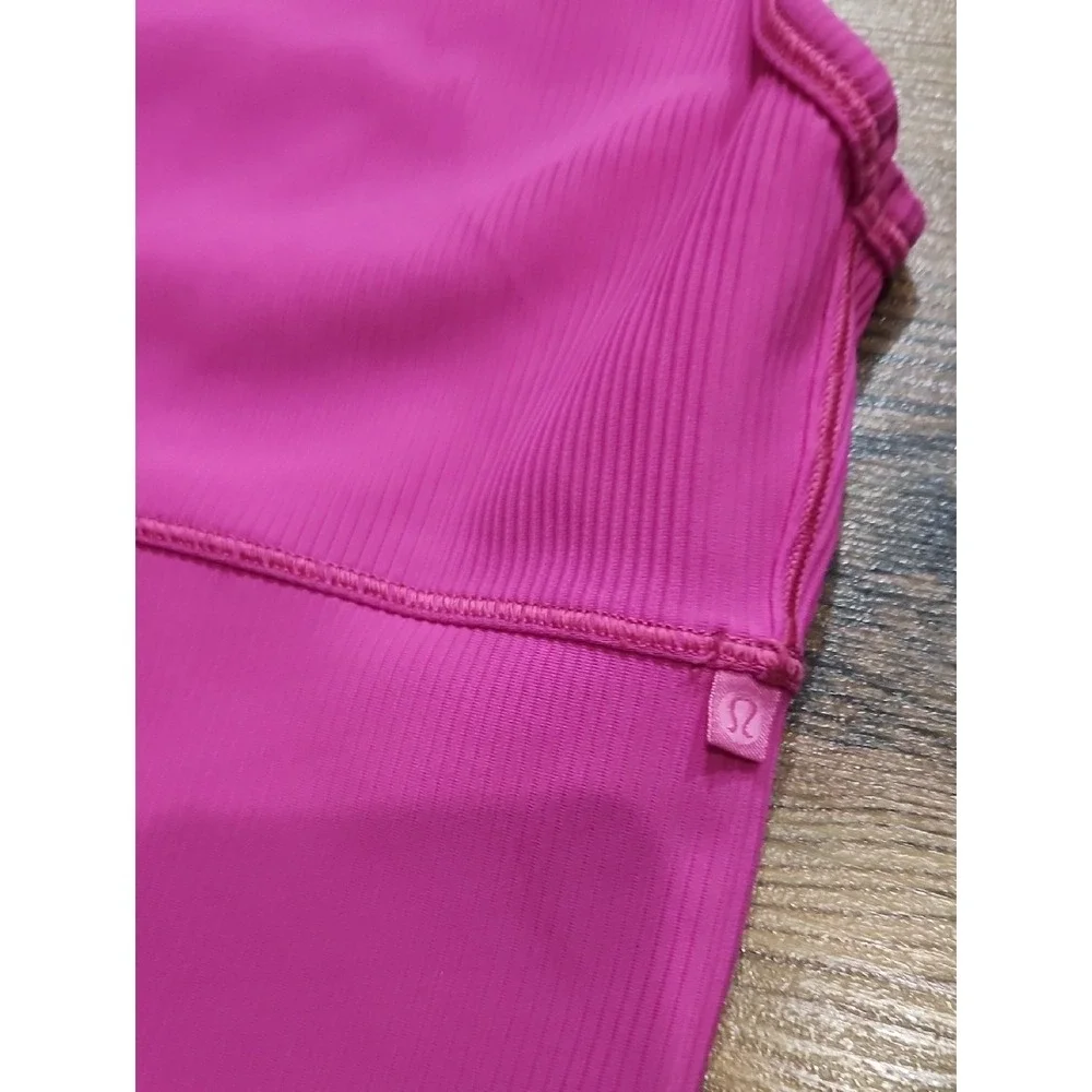 Lululemon Power Pivot Tank Top Ribbed‎ Sonic Pink Small 2 Sporty Athletic